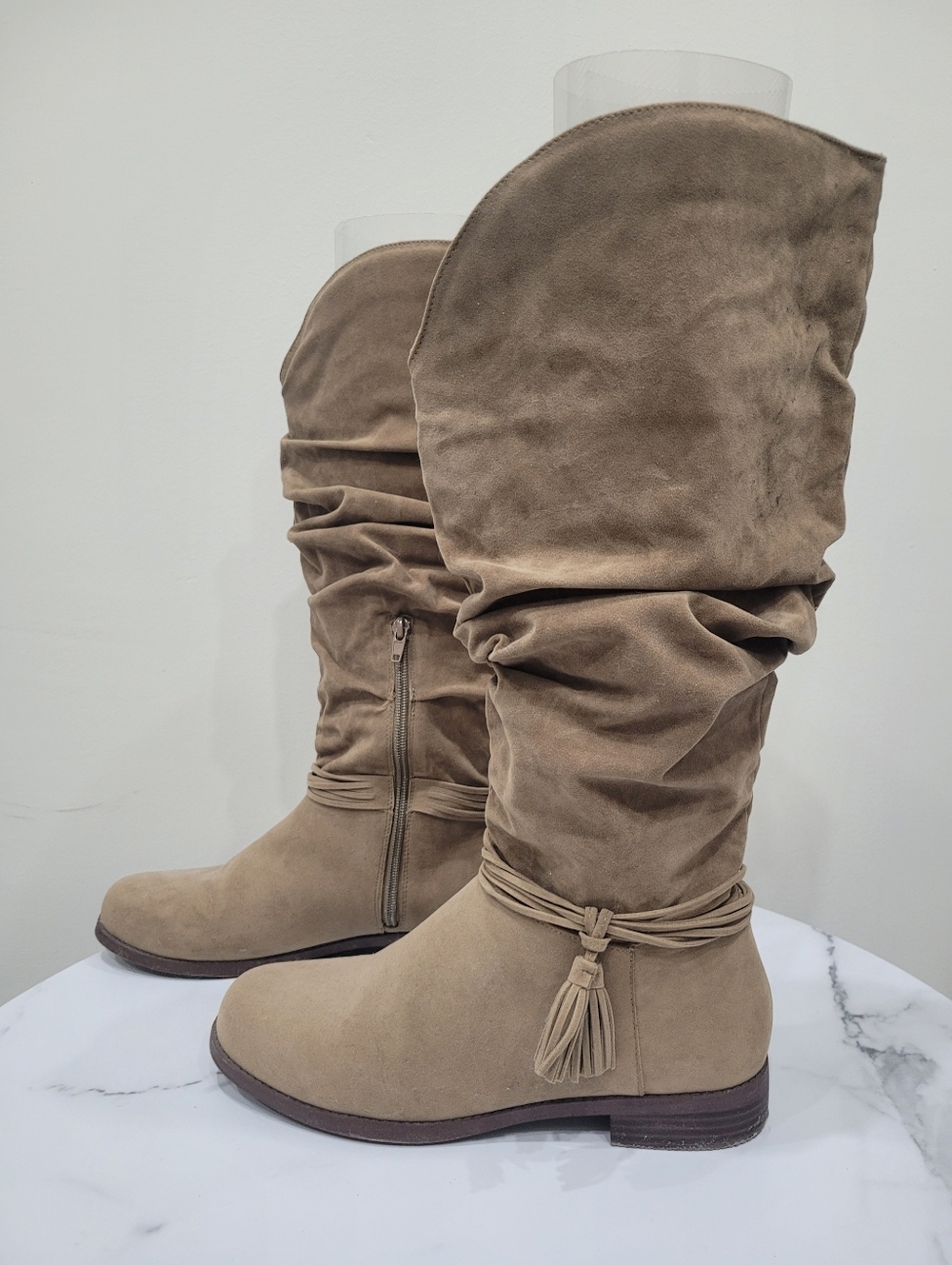 Y2K Light Brown Rowena Tassel Boots Shoes Size:  8.5 US